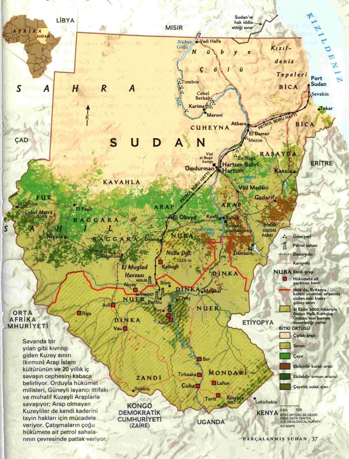Kaart Sudaani geograafia