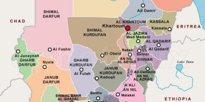 Kaart Sudaani regioonides